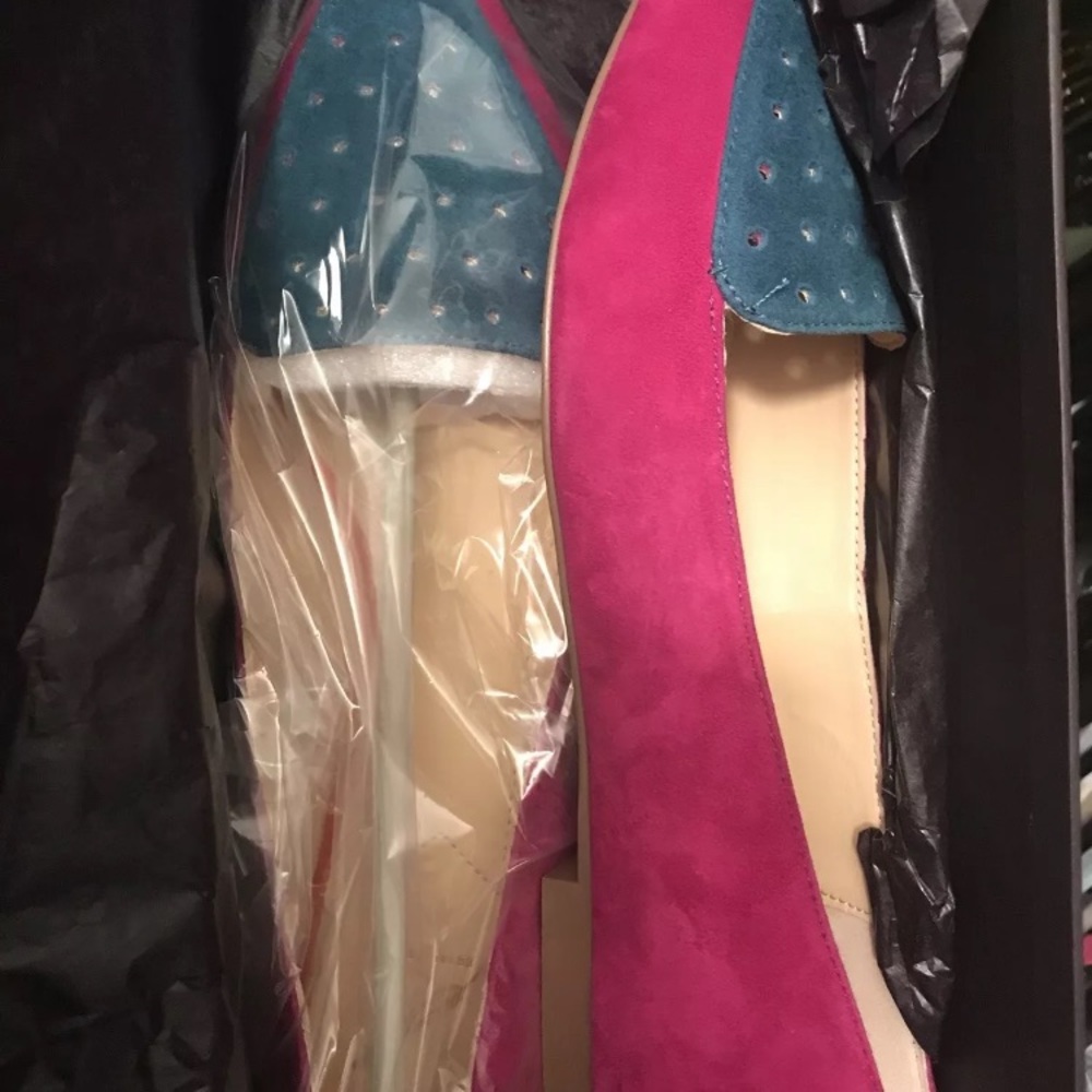 Brian Atwood blue villa suede and calf shoe size 9 - Picture 2 of 3